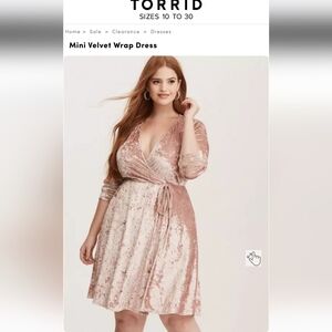 Torrid Champagne Velvet Wrap Dress